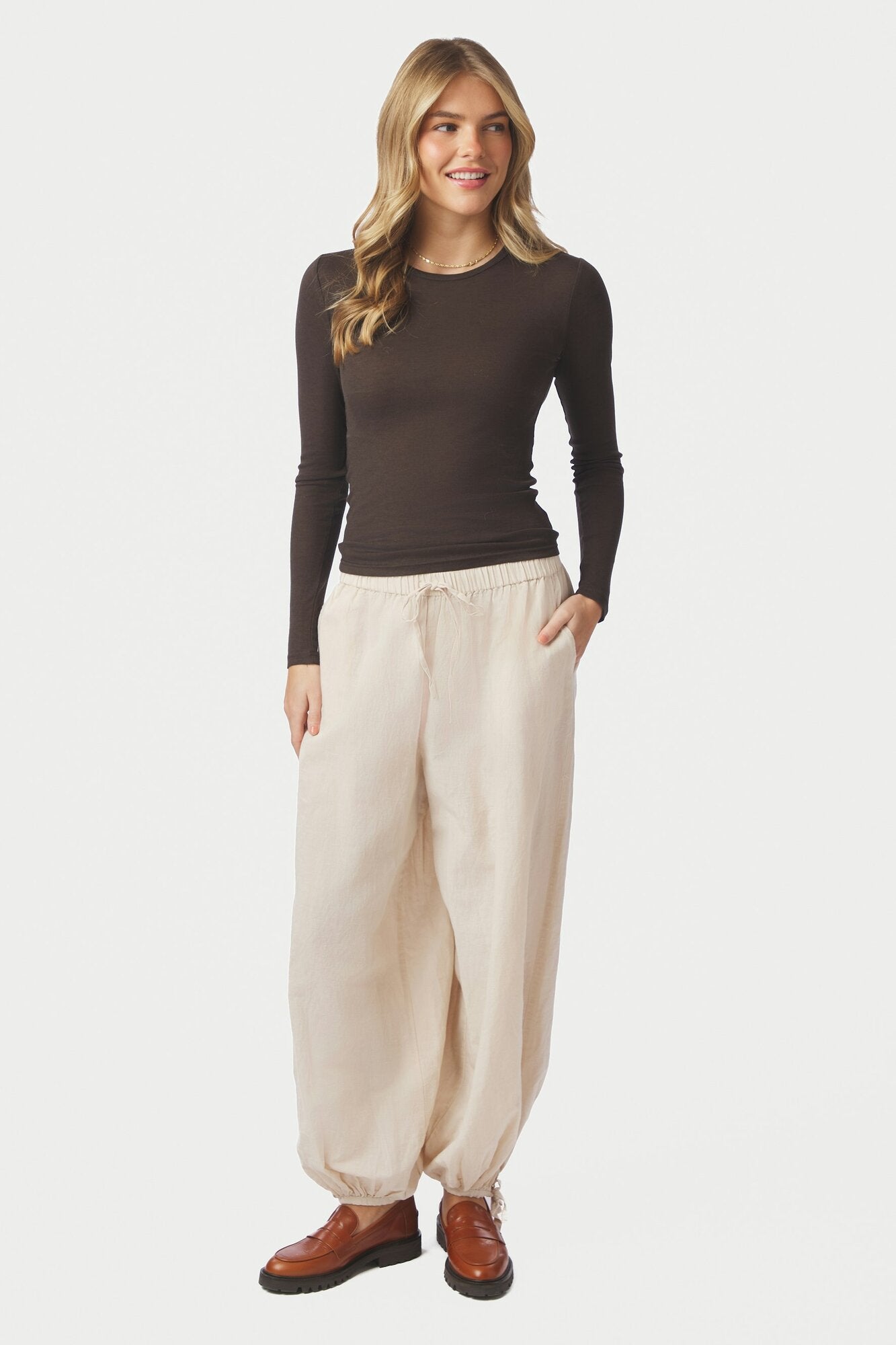 Roxane hør ballonbukser - sand